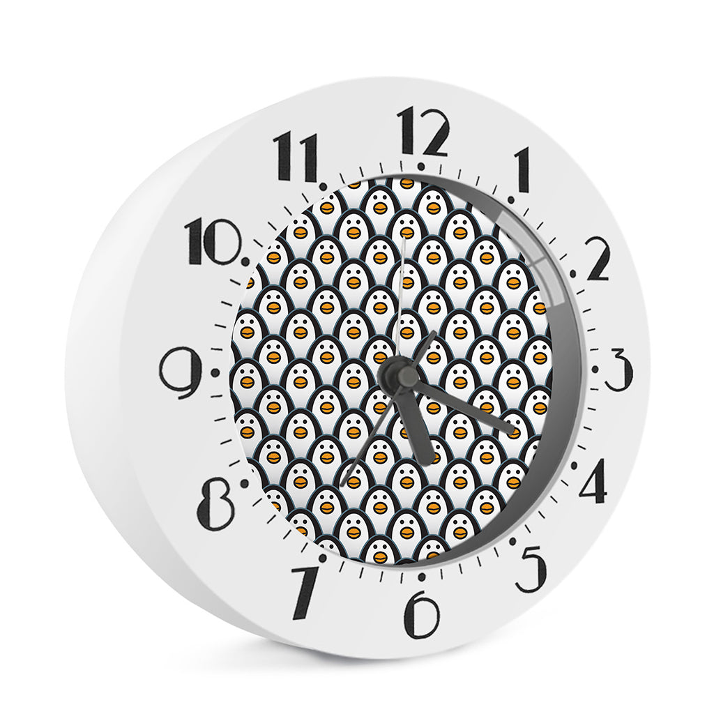 Cute Penguin Face Pattern Print Alarm Clock