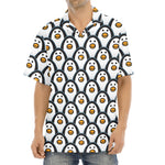 Cute Penguin Face Pattern Print Aloha Shirt