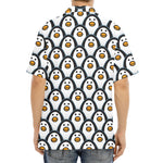 Cute Penguin Face Pattern Print Aloha Shirt