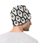 Cute Penguin Face Pattern Print Beanie