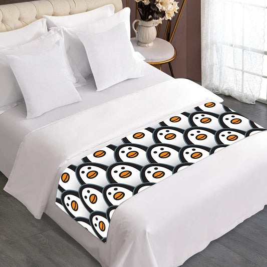 Cute Penguin Face Pattern Print Bed Runner