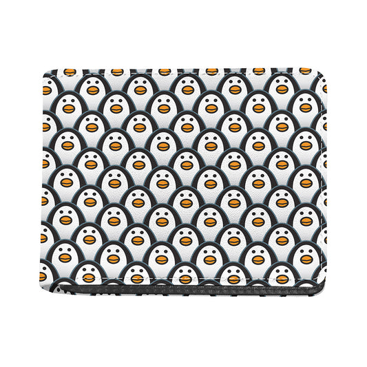 Cute Penguin Face Pattern Print Bifold Wallet