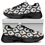 Cute Penguin Face Pattern Print Black Chunky Shoes