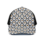 Cute Penguin Face Pattern Print Black Mesh Trucker Cap