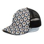 Cute Penguin Face Pattern Print Black Mesh Trucker Cap
