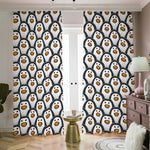 Cute Penguin Face Pattern Print Blackout Pencil Pleat Curtains