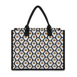 Cute Penguin Face Pattern Print Canvas Tote Bag