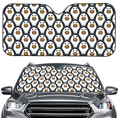 Cute Penguin Face Pattern Print Car Windshield Sun Shade