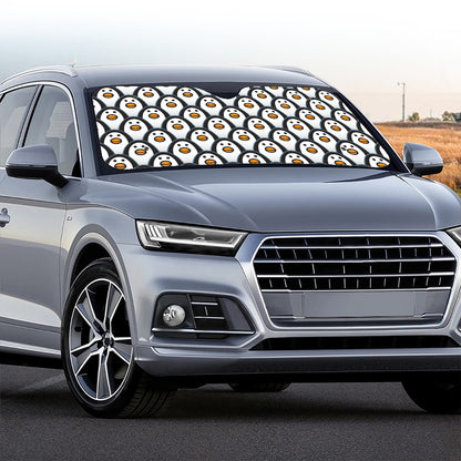 Cute Penguin Face Pattern Print Car Windshield Sun Shade