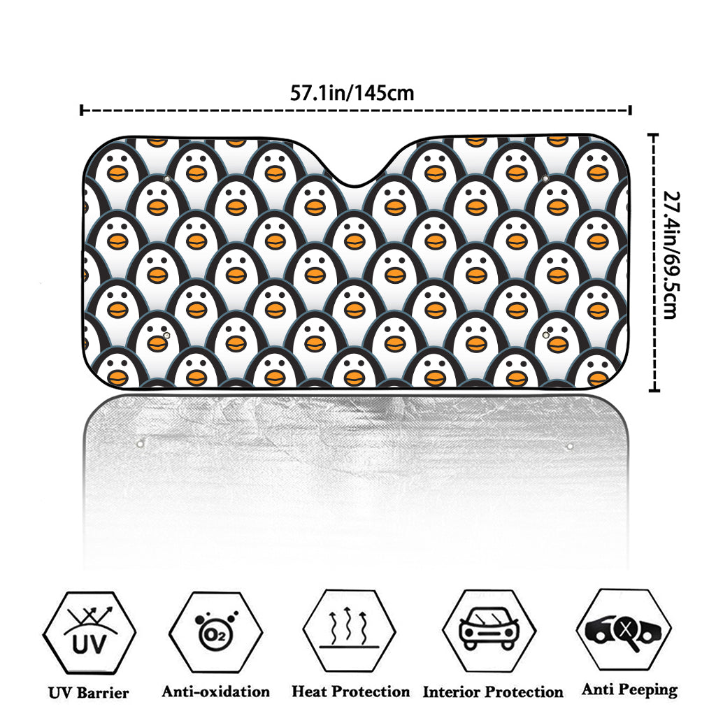 Cute Penguin Face Pattern Print Car Windshield Sun Shade