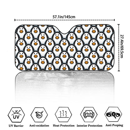Cute Penguin Face Pattern Print Car Windshield Sun Shade