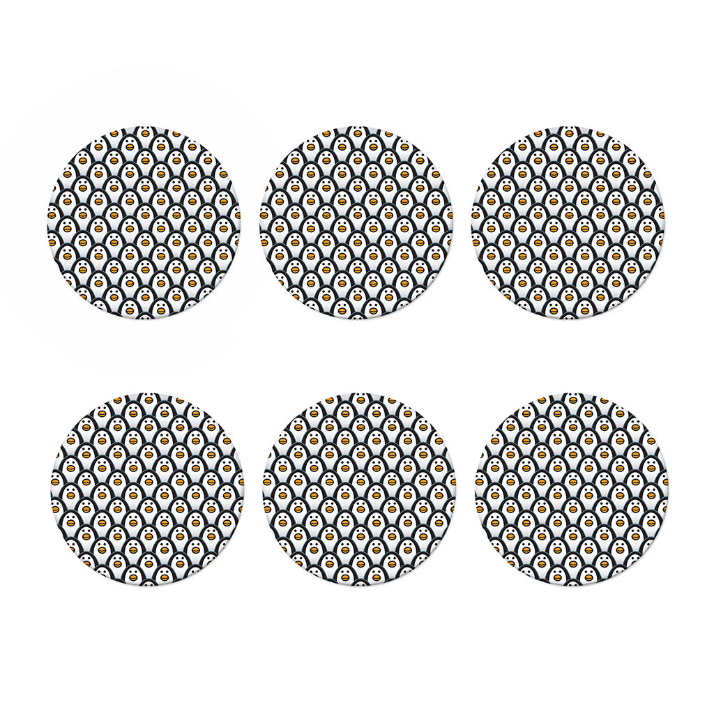 Cute Penguin Face Pattern Print Coaster Set