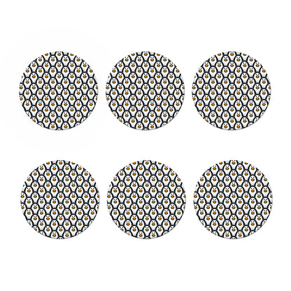 Cute Penguin Face Pattern Print Coaster Set