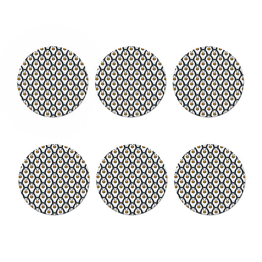 Cute Penguin Face Pattern Print Coaster Set