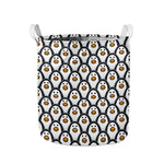 Cute Penguin Face Pattern Print Collapsible Laundry Basket
