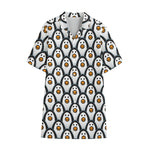 Cute Penguin Face Pattern Print Cotton Hawaiian Shirt