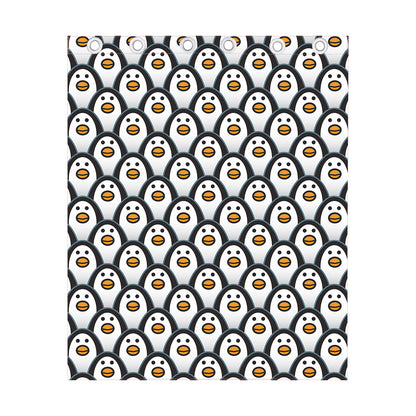 Cute Penguin Face Pattern Print Curtain