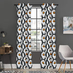 Cute Penguin Face Pattern Print Curtain