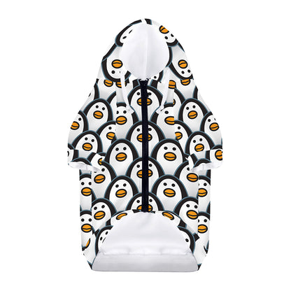 Cute Penguin Face Pattern Print Dog Zip Up Hoodie
