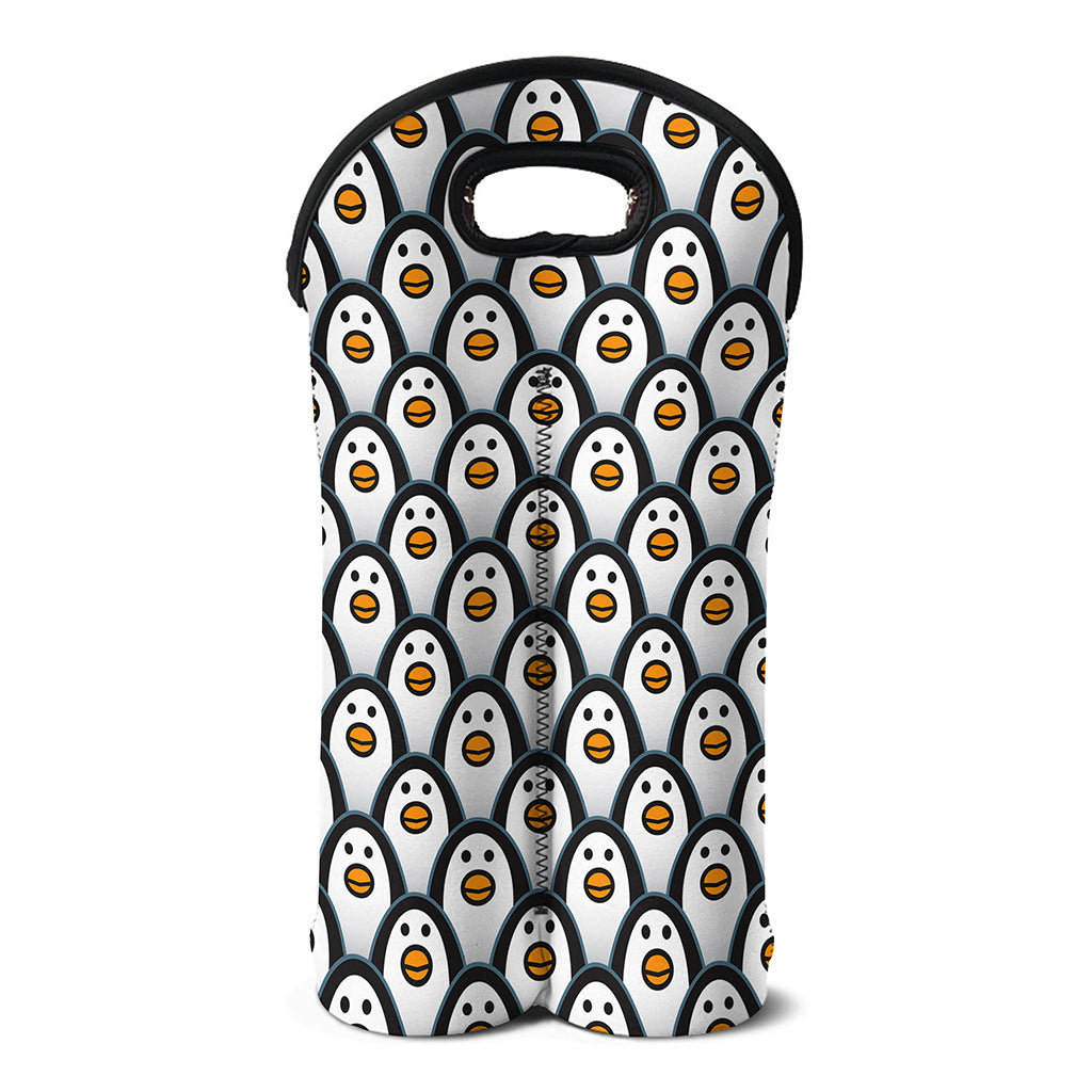 Cute Penguin Face Pattern Print Double Neoprene Wine Tote