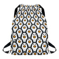 Cute Penguin Face Pattern Print Drawstring Backpack