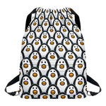 Cute Penguin Face Pattern Print Drawstring Backpack