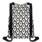 Cute Penguin Face Pattern Print Drawstring Backpack