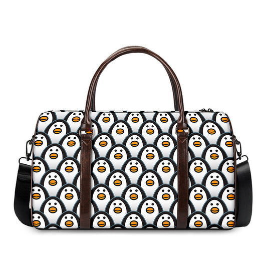 Cute Penguin Face Pattern Print Duffle Bag