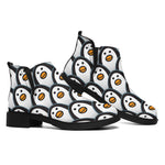 Cute Penguin Face Pattern Print Flat Ankle Boots
