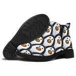 Cute Penguin Face Pattern Print Flat Ankle Boots