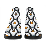 Cute Penguin Face Pattern Print Flat Ankle Boots