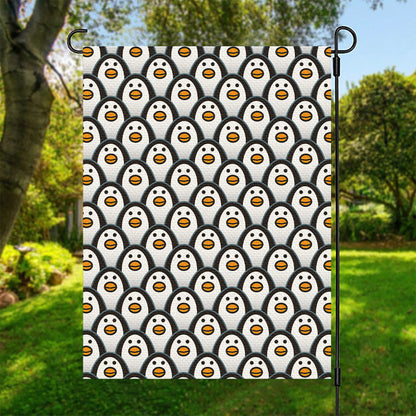 Cute Penguin Face Pattern Print Garden Flag