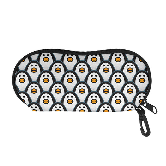 Cute Penguin Face Pattern Print Glasses Case