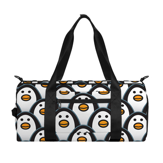 Cute Penguin Face Pattern Print Gym Bag