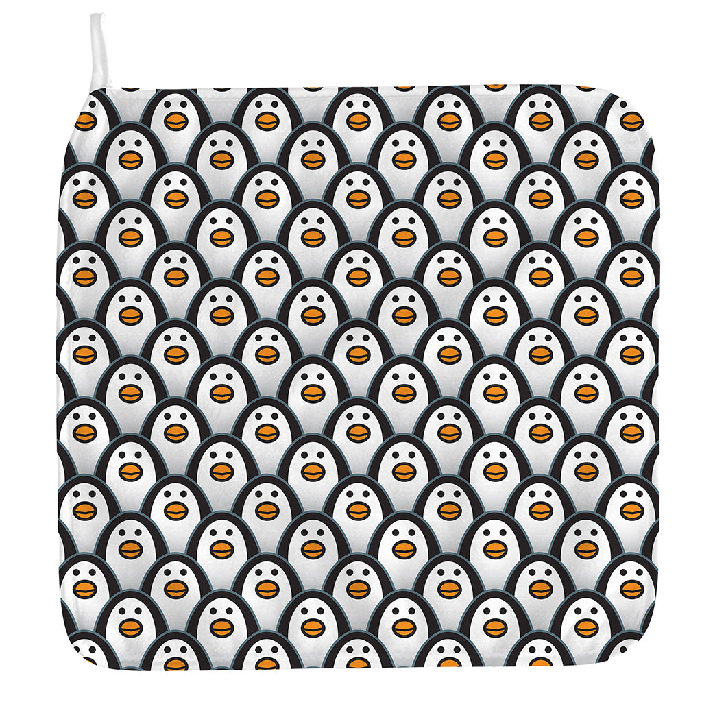 Cute Penguin Face Pattern Print Hand Towel