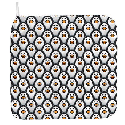 Cute Penguin Face Pattern Print Hand Towel