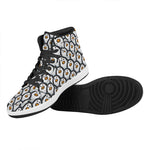 Cute Penguin Face Pattern Print High Top Leather Sneakers