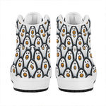 Cute Penguin Face Pattern Print High Top Leather Sneakers