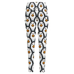 Cute Penguin Face Pattern Print High-Waisted Pocket Leggings