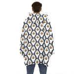 Cute Penguin Face Pattern Print Hoodie Blanket