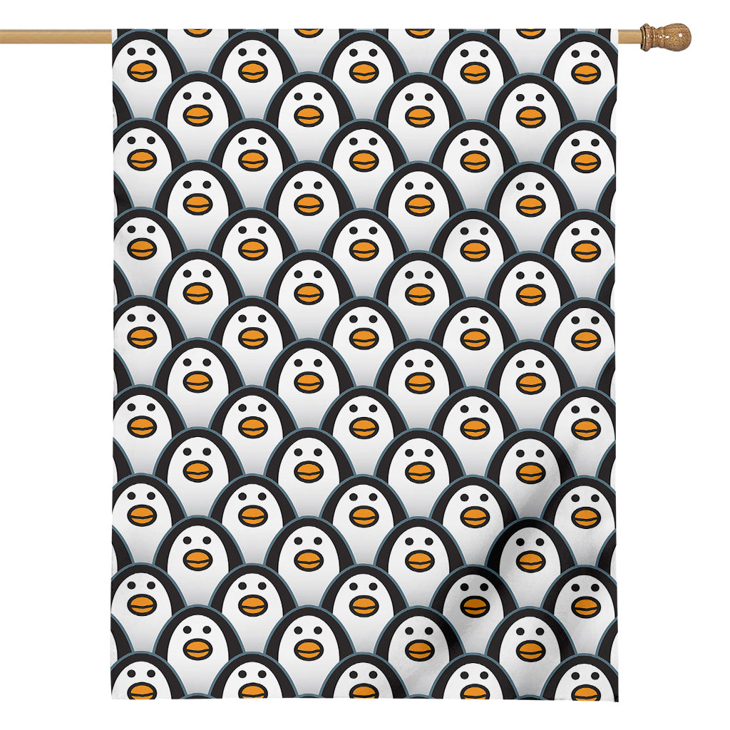 Cute Penguin Face Pattern Print House Flag