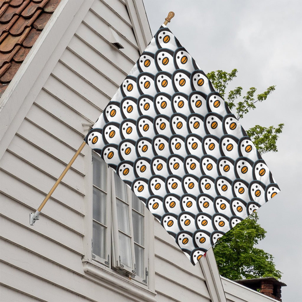 Cute Penguin Face Pattern Print House Flag