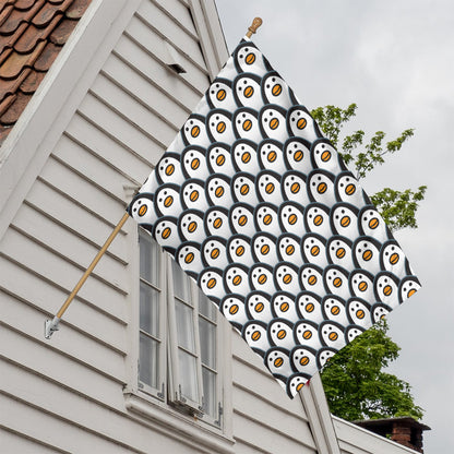 Cute Penguin Face Pattern Print House Flag
