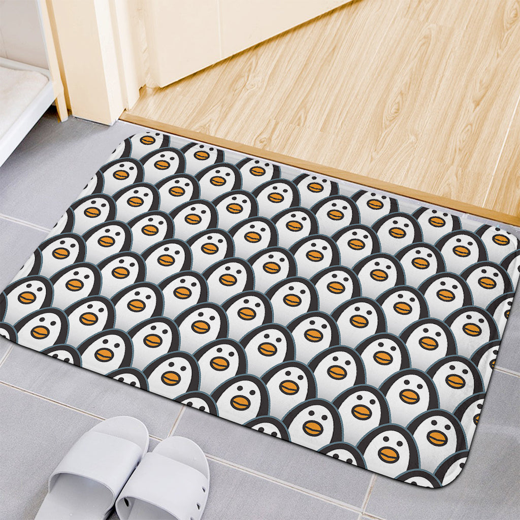 Cute Penguin Face Pattern Print Indoor Door Mat