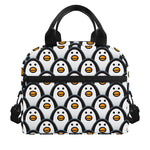 Cute Penguin Face Pattern Print Insulated Lunch Bag