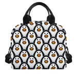 Cute Penguin Face Pattern Print Insulated Lunch Bag