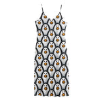 Cute Penguin Face Pattern Print Jersey Midi Cami Dress