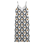 Cute Penguin Face Pattern Print Jersey Midi Cami Dress
