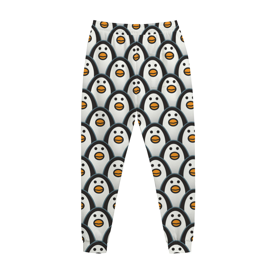 Cute Penguin Face Pattern Print Jogger Pants