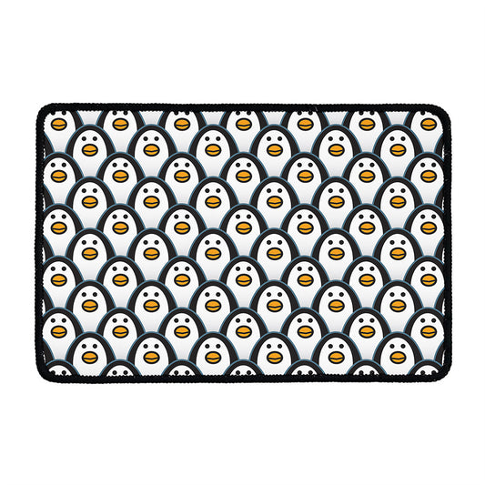 Cute Penguin Face Pattern Print Kitchen Mat